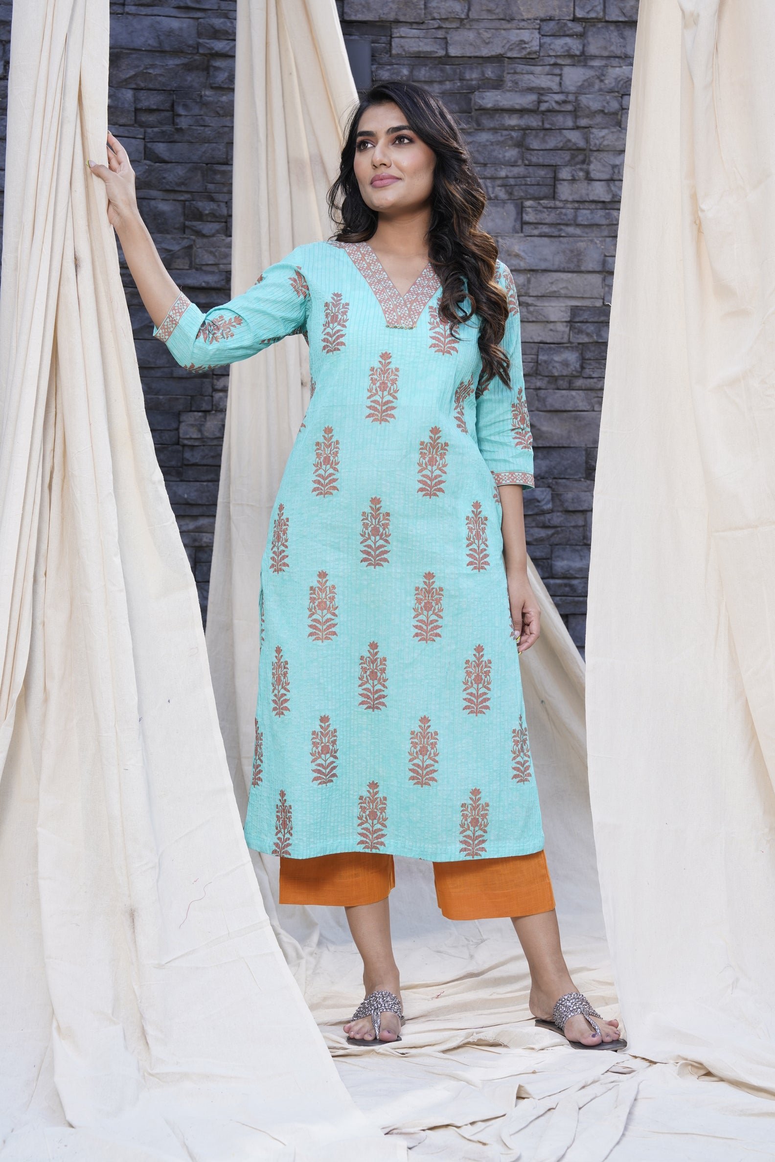 Timeless Sea Blue Hand Kurta