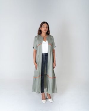 Green Orangebraidedgatherlongcape 5