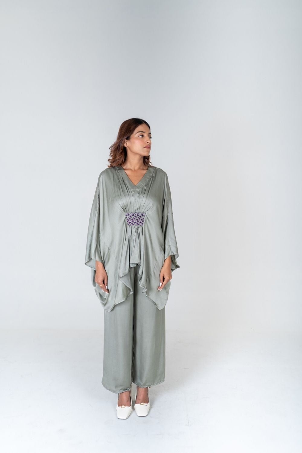 Green-Purple Kaftan Co-ord