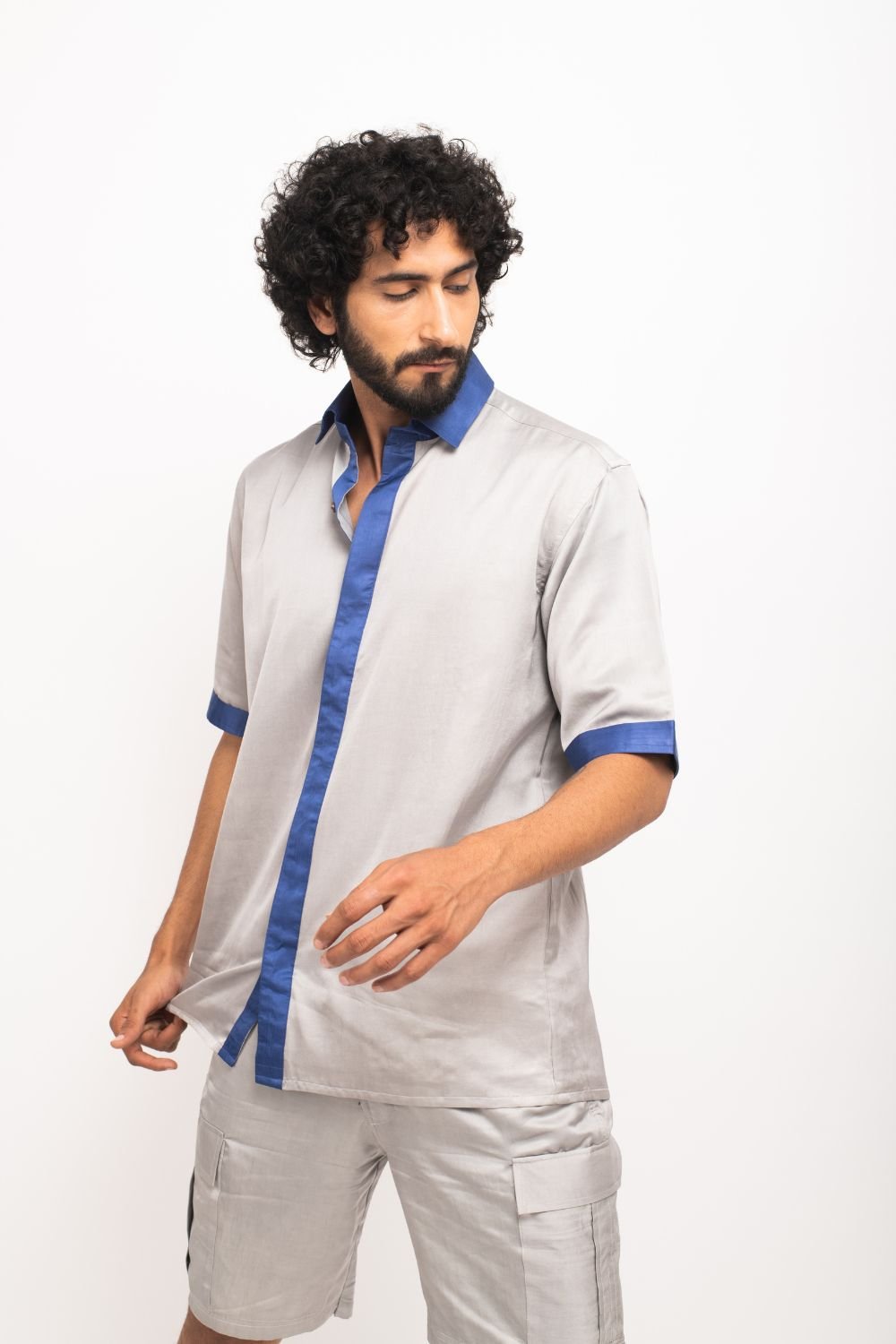 Grey-Blue Collar Shirt