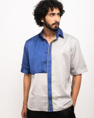 Grey Bluecolorblockedshirt 2 1