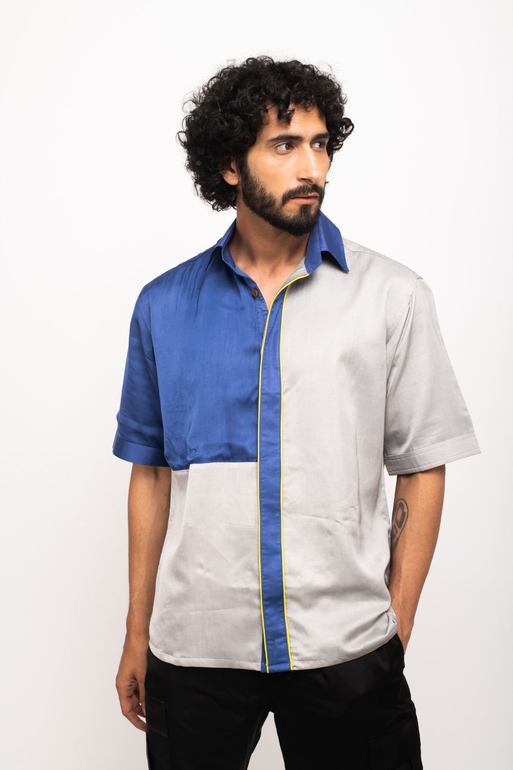 Grey-Blue Block Shirt