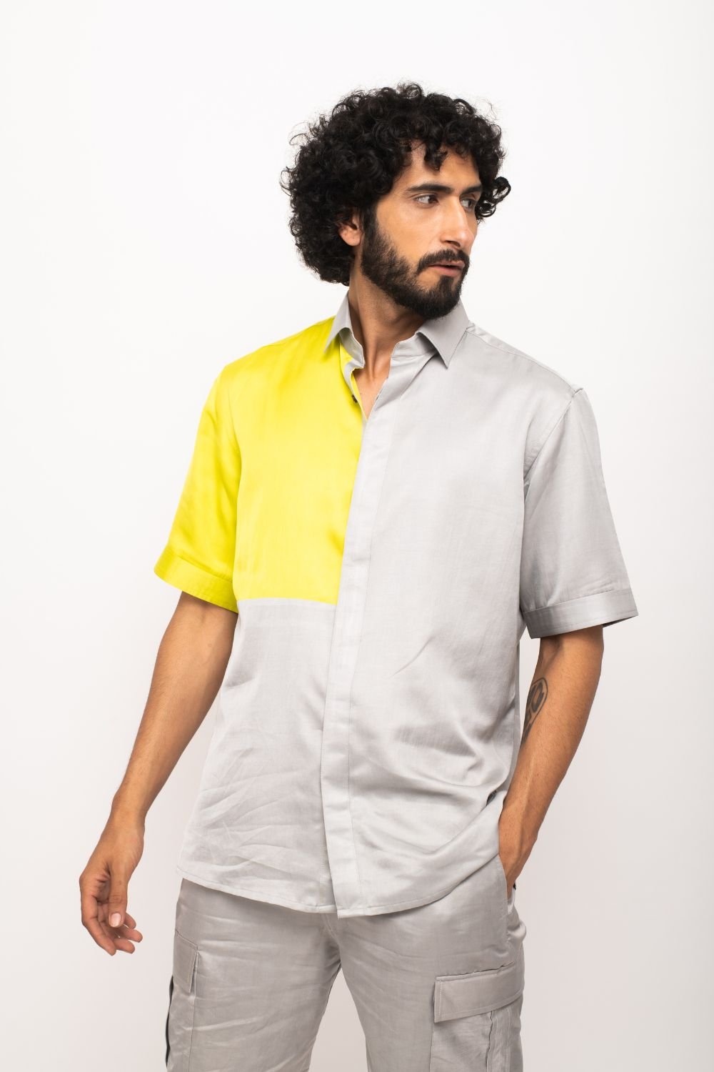 Grey-Neon Block Shirt