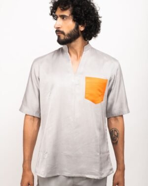 Grey Orangepocketshirt Neoncolorblockedshirt Bluecolorblockedshirt