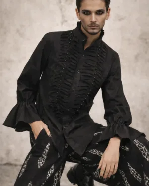 ILYA Black Cotton Shirt Full Sleeve 1
