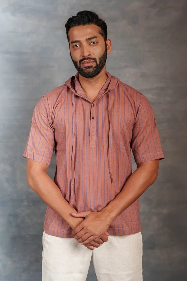 Khadi Hoodie with Straight Line