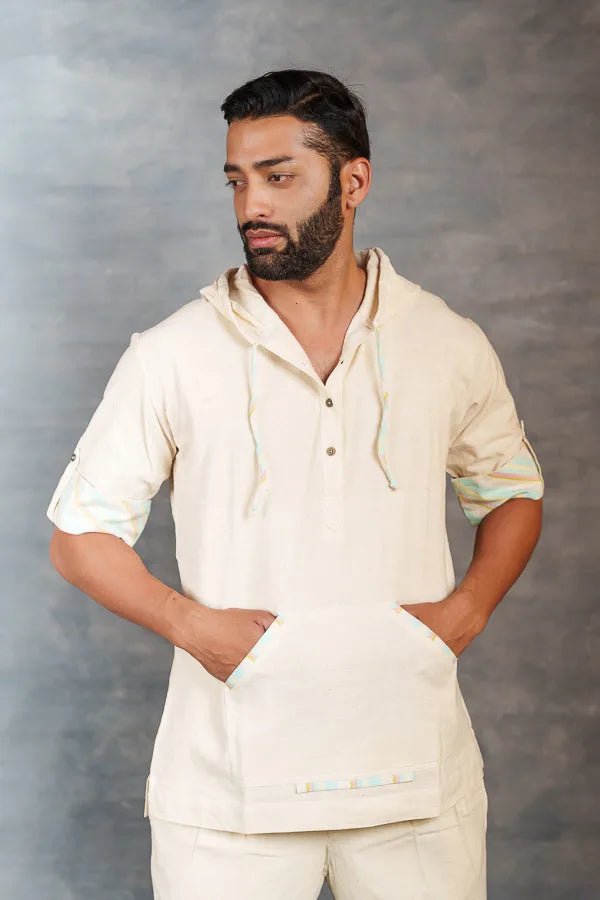 Handwoven Khadi Hoodie with Hand