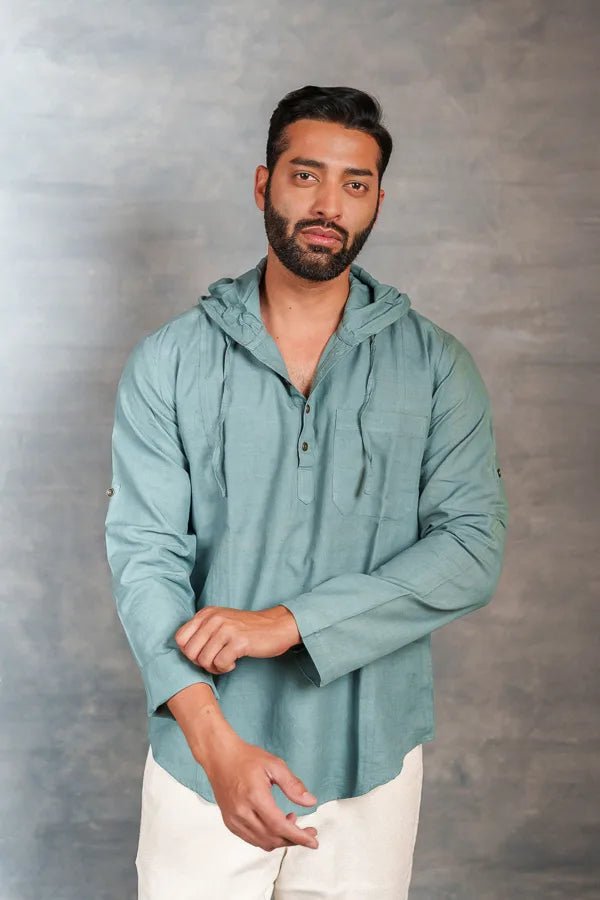 Handwoven Khadi Hoodie Top Full