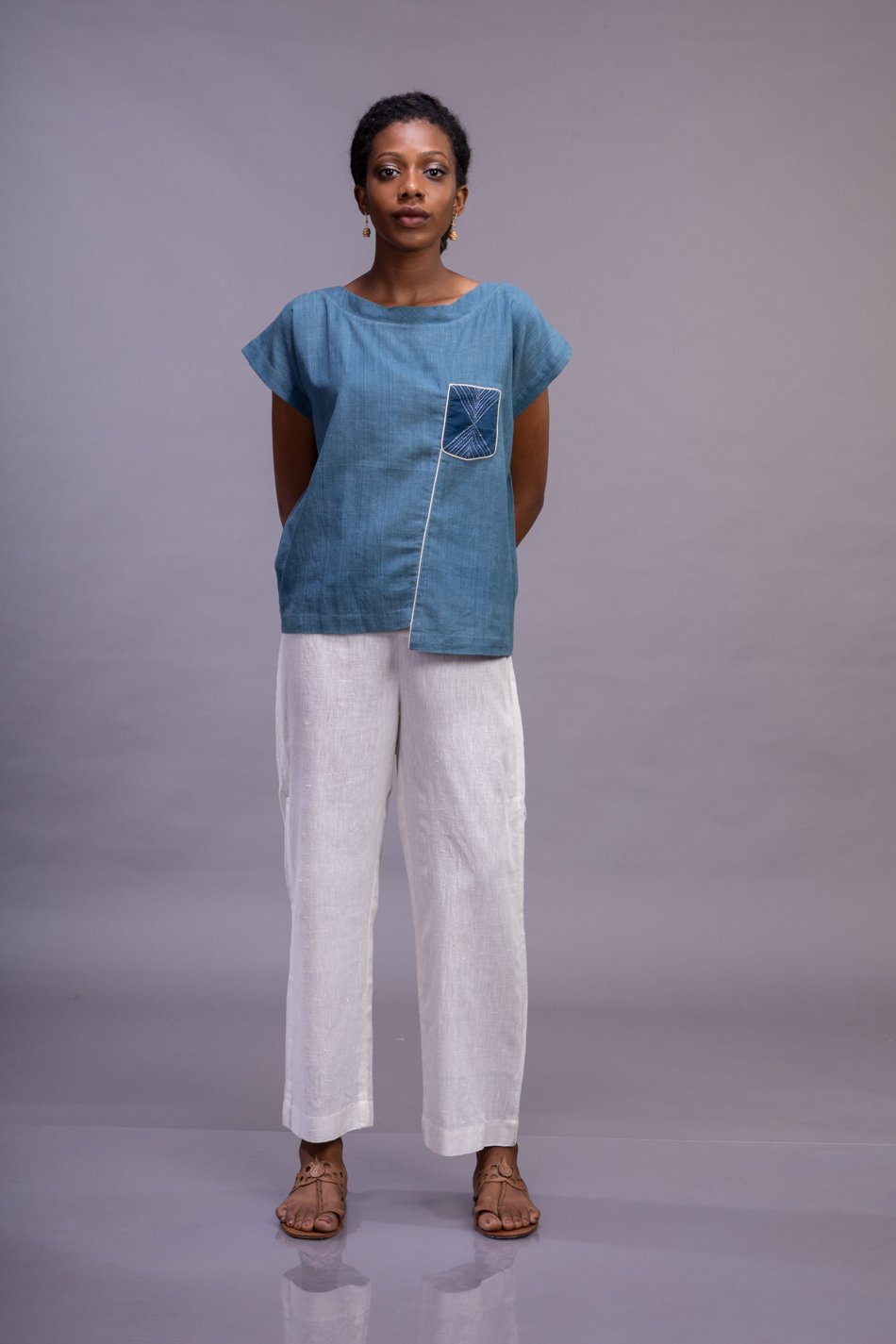 Indigo Magyar Sleeve Top