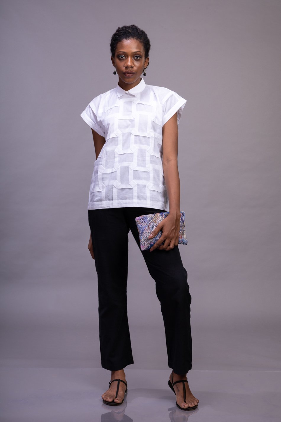 White Textured Kimono Top