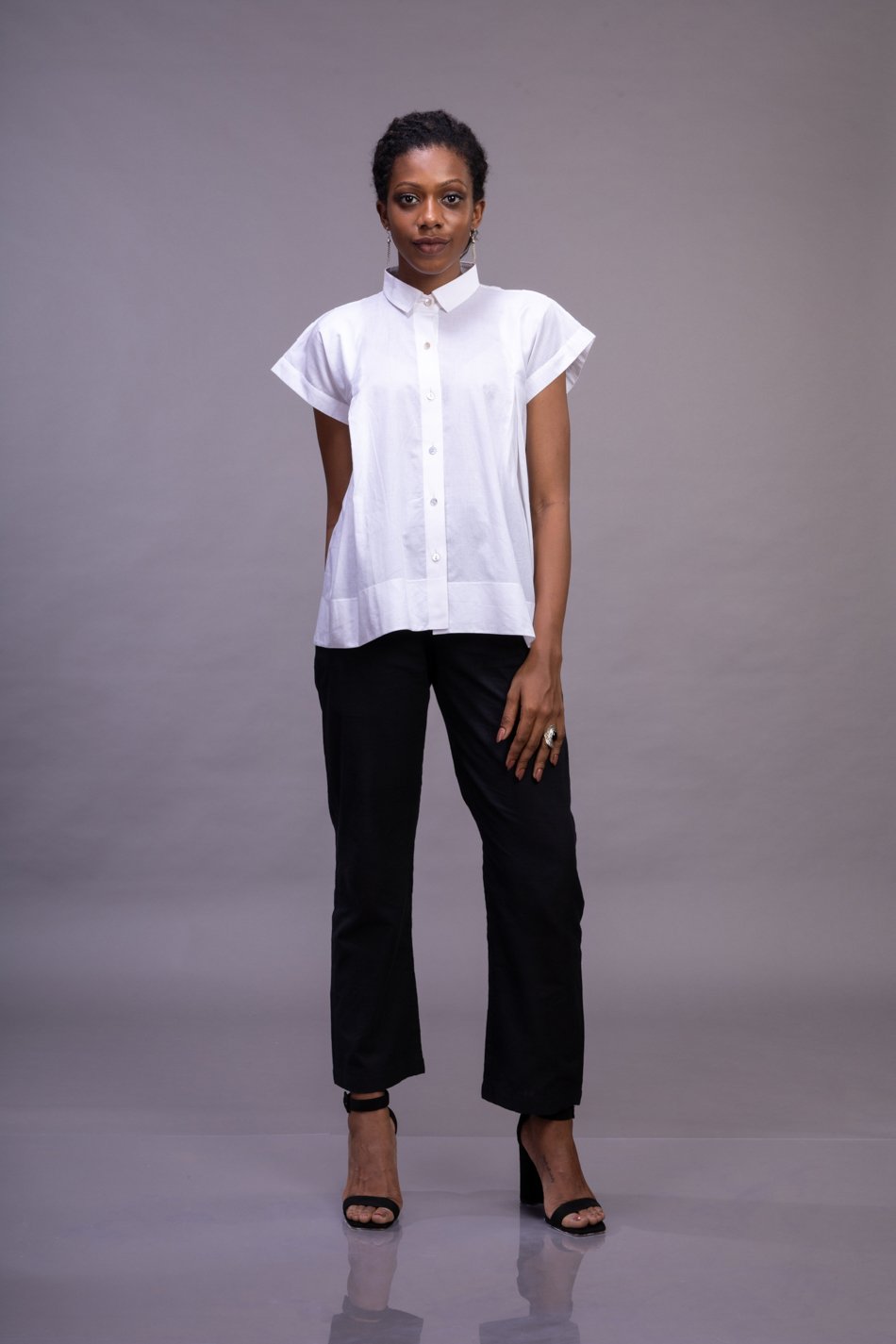 Drop-Shoulder Textured Voile Top