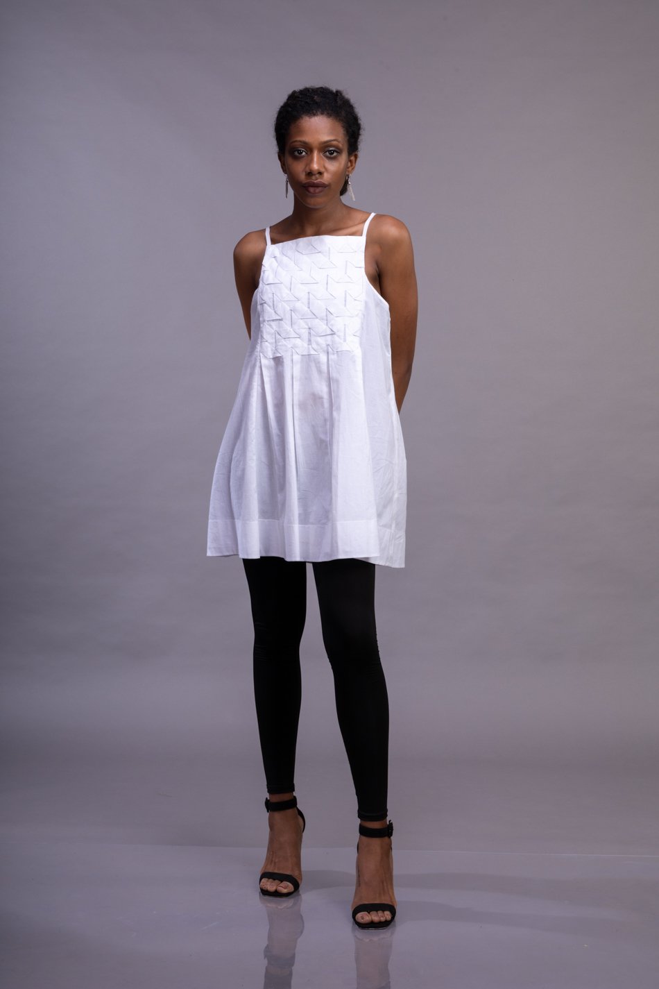 White Voile Strap-Yoke Top