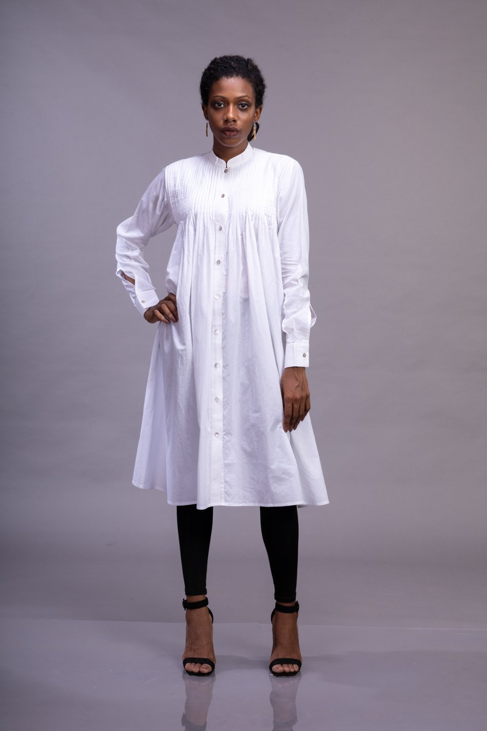White Pleated Voile Tunic