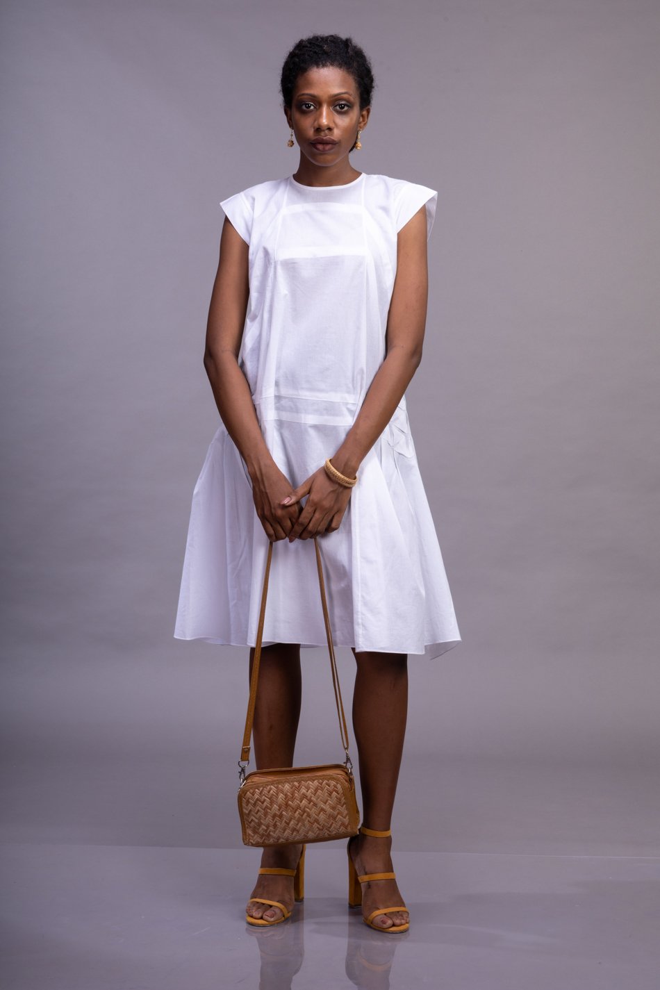 Textured-Hip Voile Dress