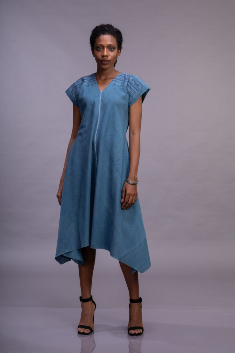Indigo Bias-Cut Dress