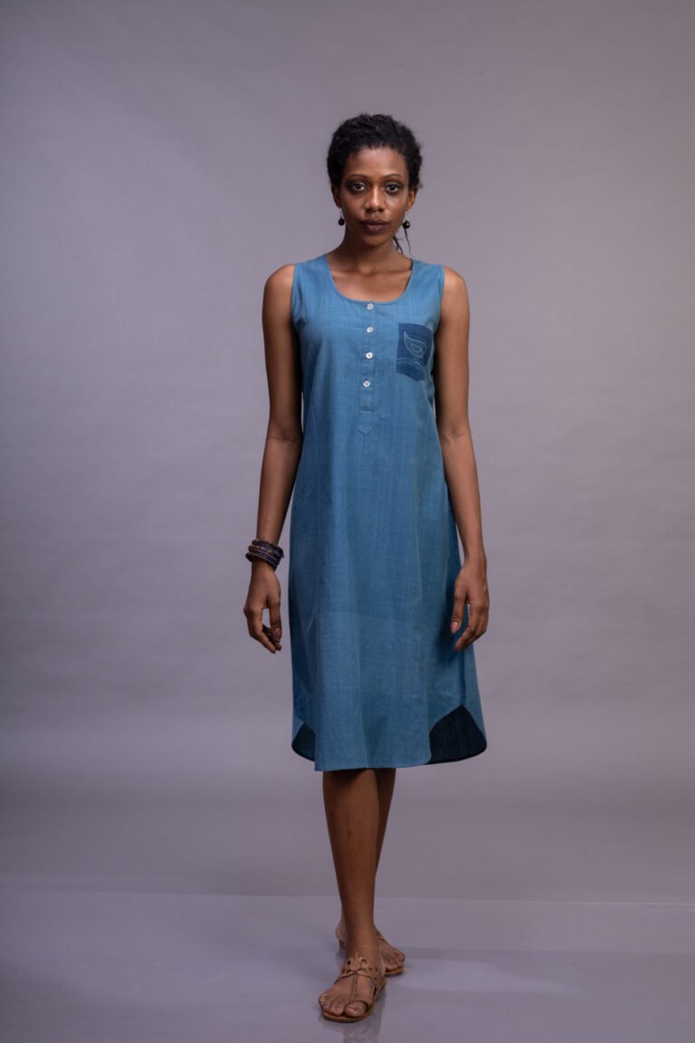 Indigo Sleeveless Pocket Tunic
