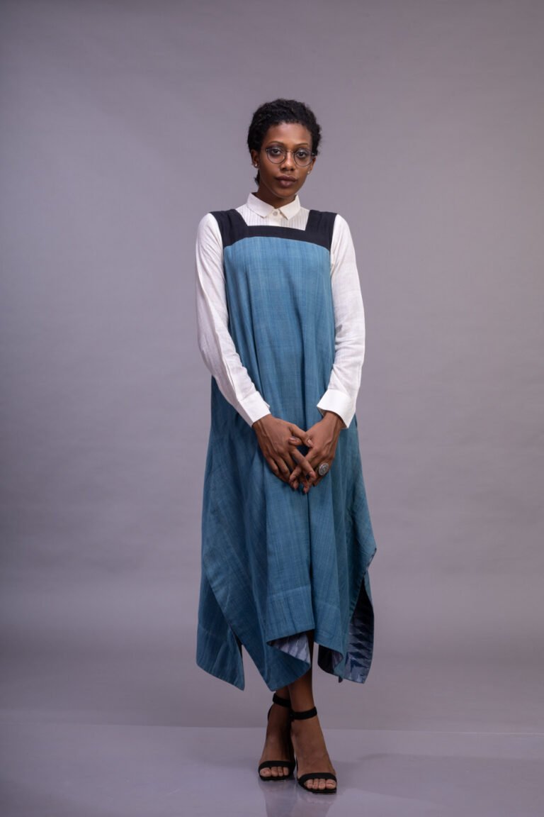 Indigo Sleeveless Flare Dress