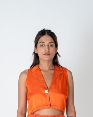 Orangesleevelesswaistcoattop 3