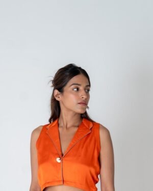 Orangesleevelesswaistcoattop 4