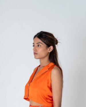 Orangesleevelesswaistcoattop 5