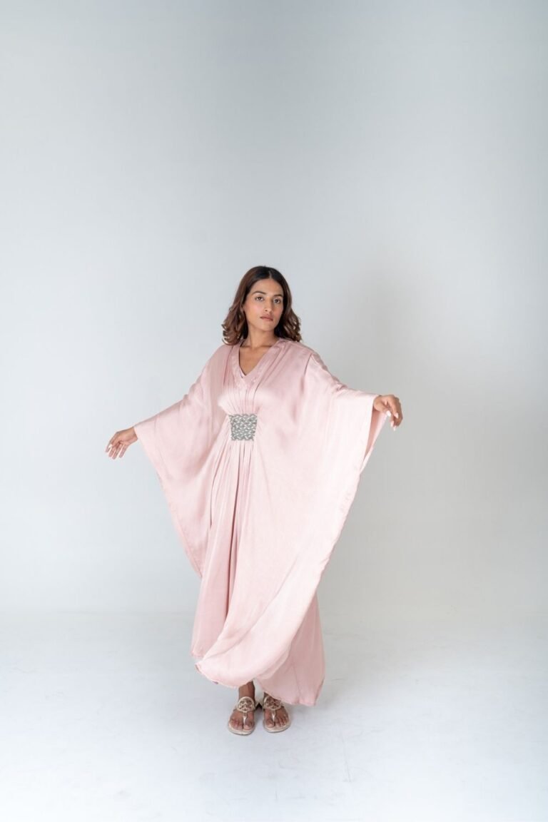 Pink-Green Long Kaftan
