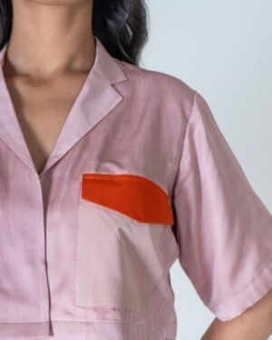 Pink Orangecolor Blockedcroptop 3