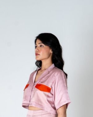 Pink Orangecolor Blockedcroptop 5