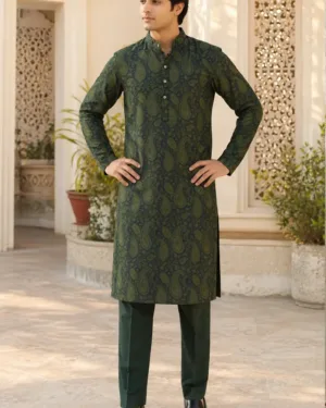 RAJAN CHANDERI KURTA NAVY 001