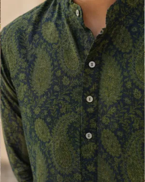 RAJAN CHANDERI KURTA NAVY 004