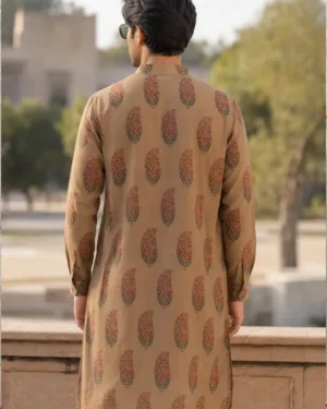 RAJAN CHANDERI KURTA SAND 003