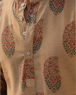 RAJAN CHANDERI KURTA SAND 004