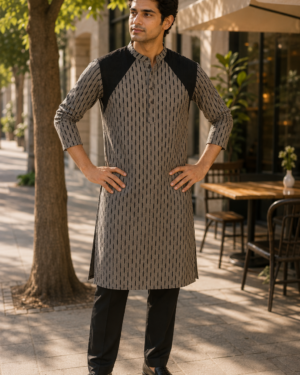 SAGA COTTON IKAT KURTA GREY 004