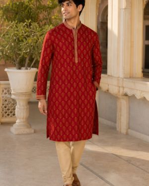 SAGA COTTON KURTA RED 001