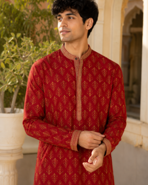 SAGA COTTON KURTA RED 002