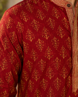 SAGA COTTON KURTA RED 003