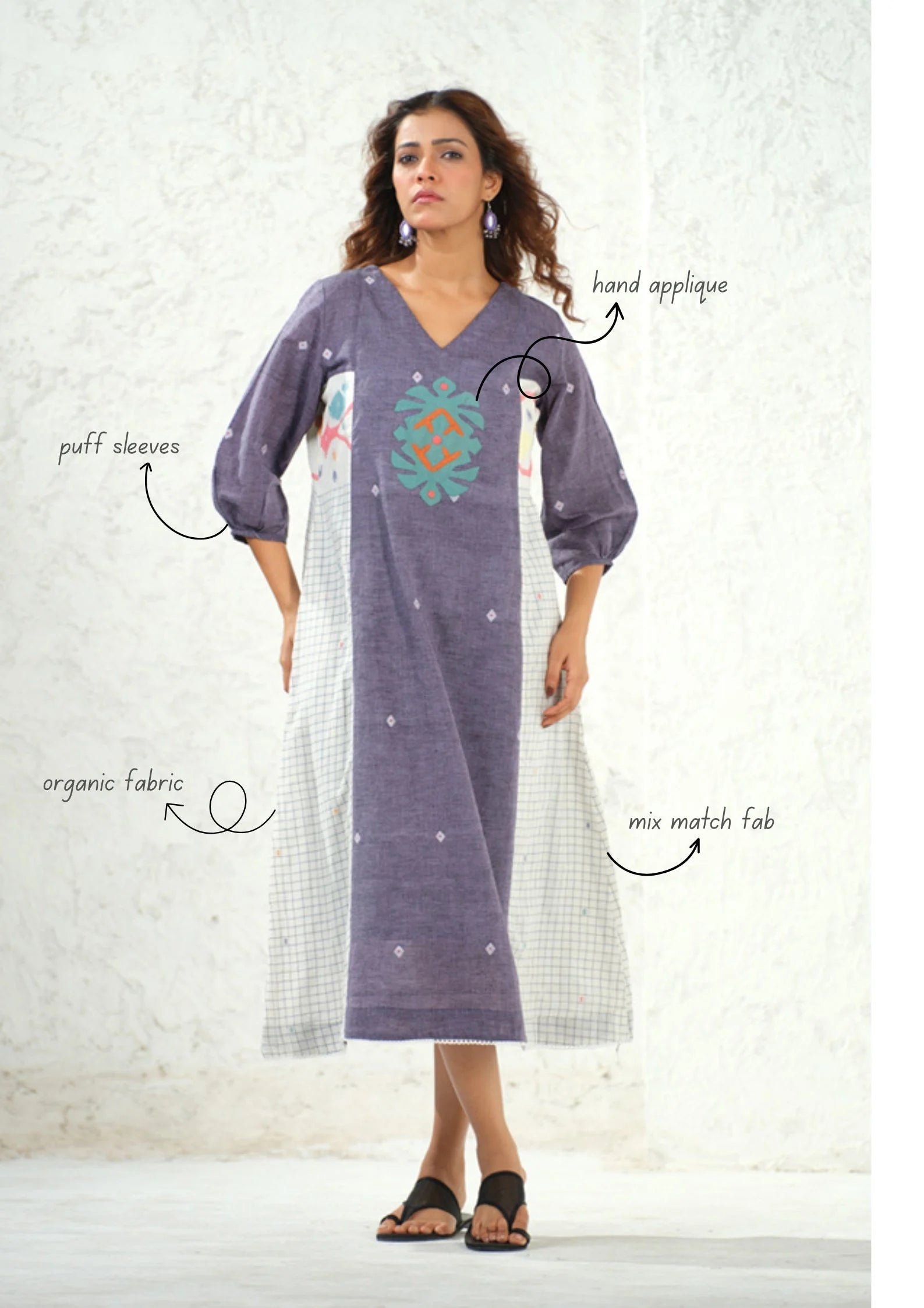Jamdani White Check Maxi Dress