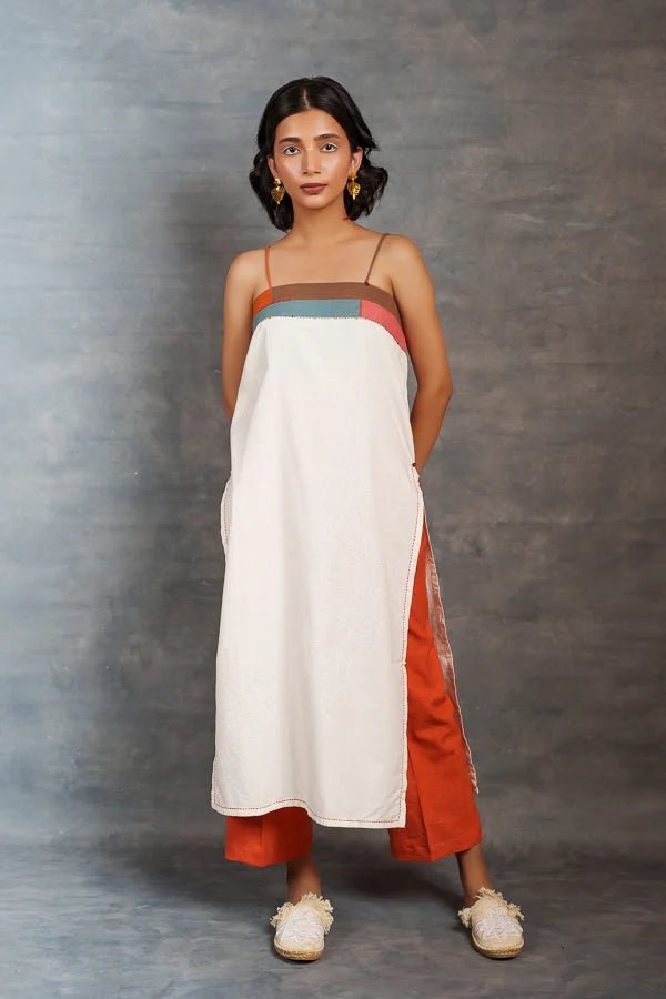 White spaghetti Handwoven dress