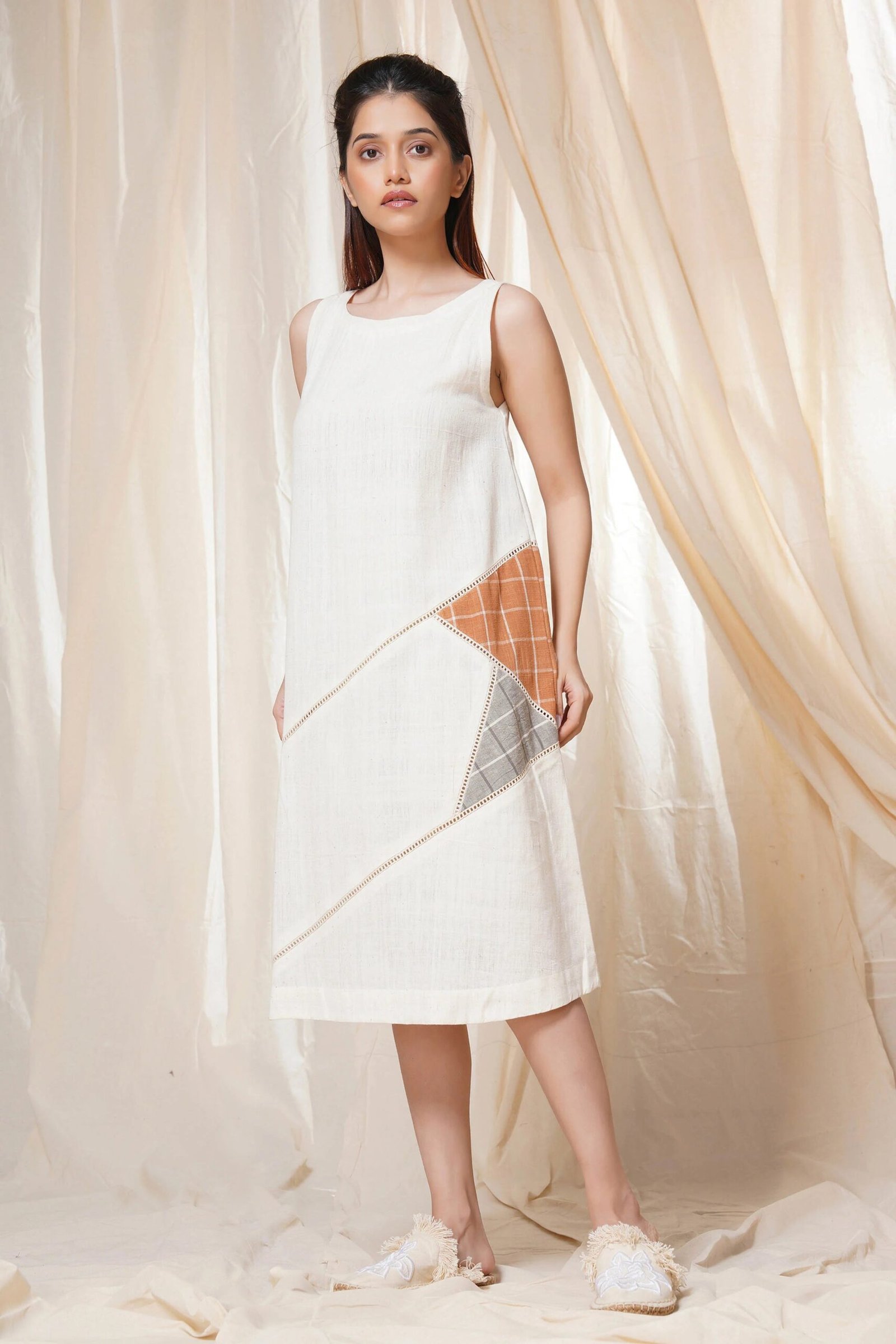 A Line White Khadi Dress