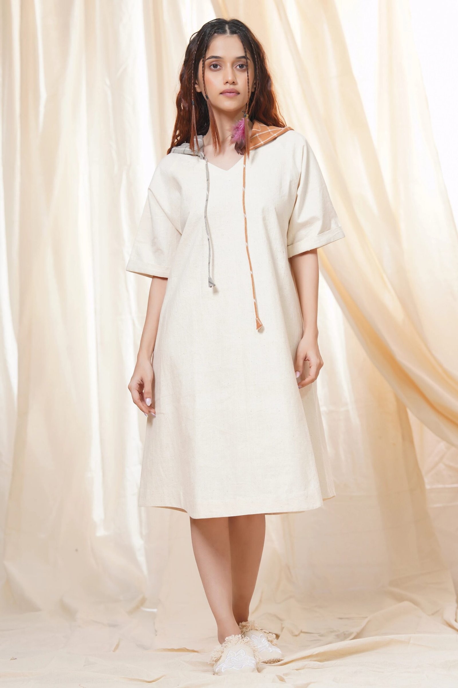 Khadi Relaxed Fit Hoodie Dress