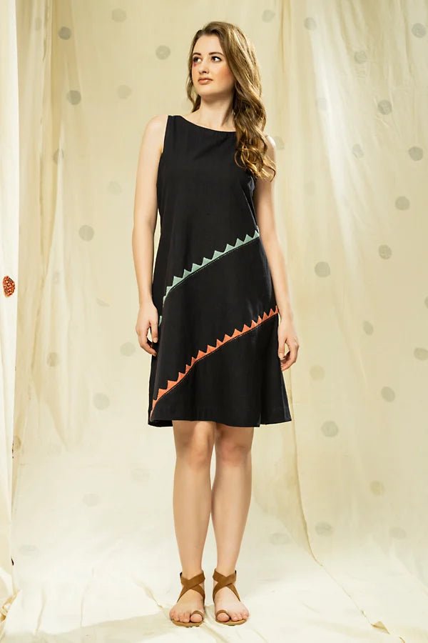 Striped Legacy Black Knee Dress