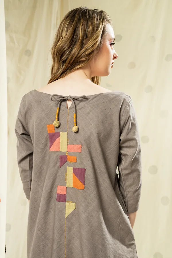 Fit Appliqué Work Knee Length Dress