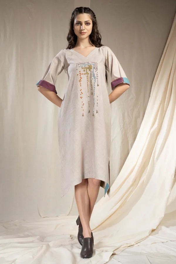 Mosaic Elegance Khadi Dress - Tint