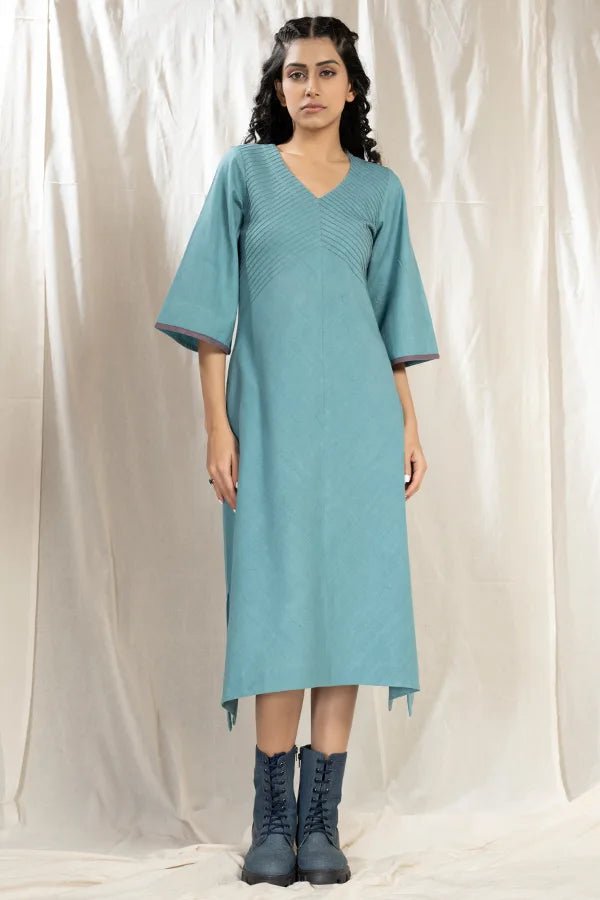 PinTuck Perfection Teal Dress