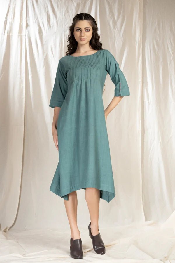 PinTuck Perfection Blue Dress