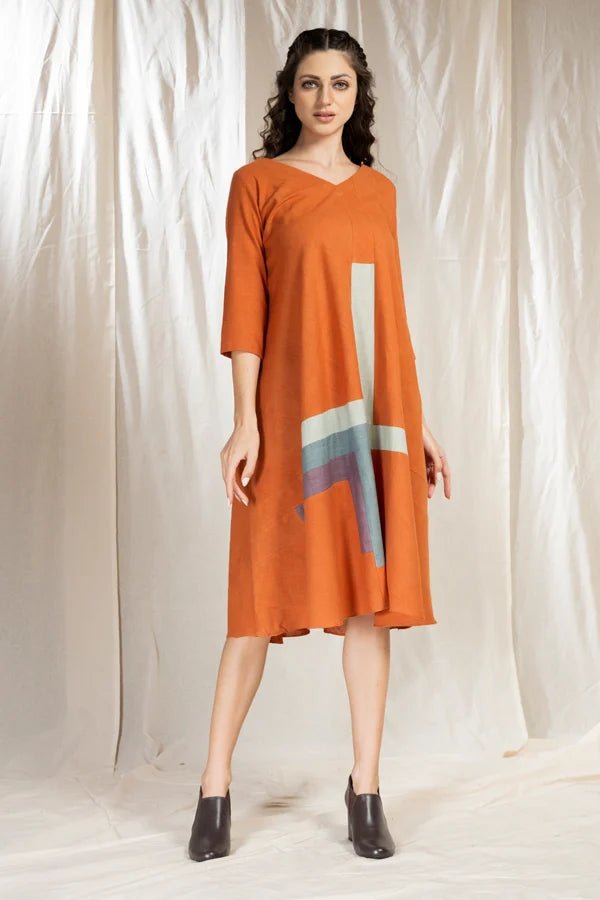 Tonal Blocks Full Sleave Dress