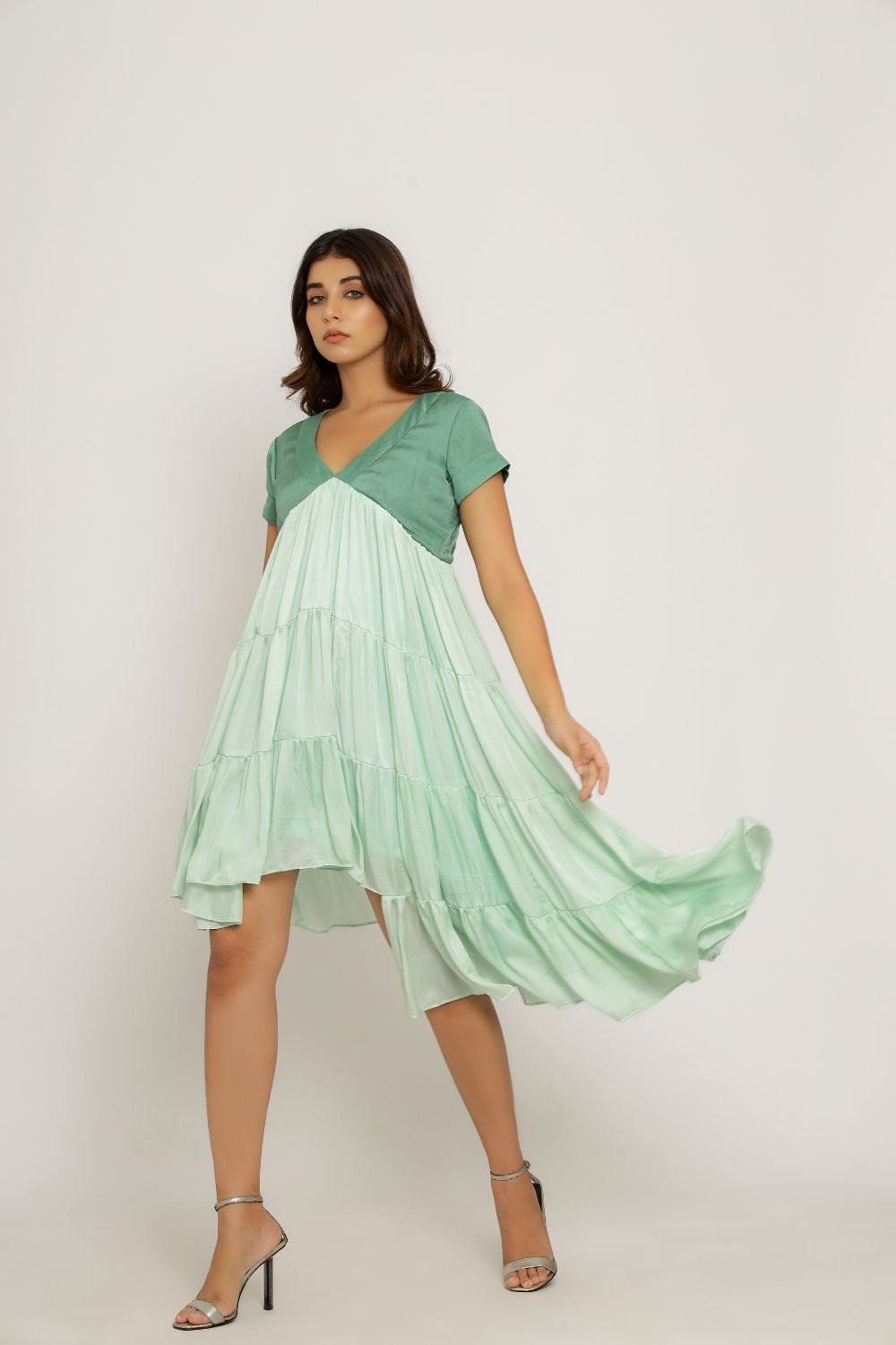 Teal Green Asymmetrical Dress