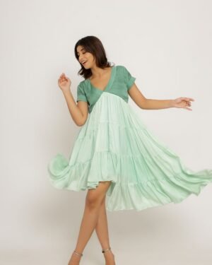 Teal TeaGreenAsymmetricalDress 3