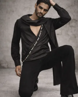 VALZ Black Satin Shirt 1