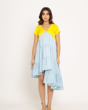 Yellow IceBlueAsymmetricalDress