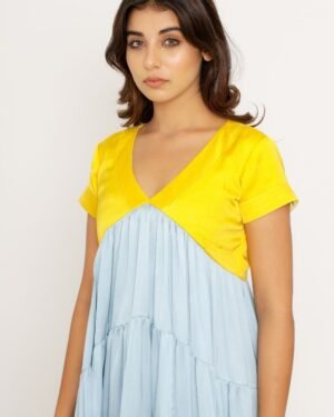Yellow IceBlueAsymmetricalDress 4
